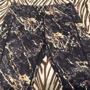 Black and Gold Marble Print Leggings